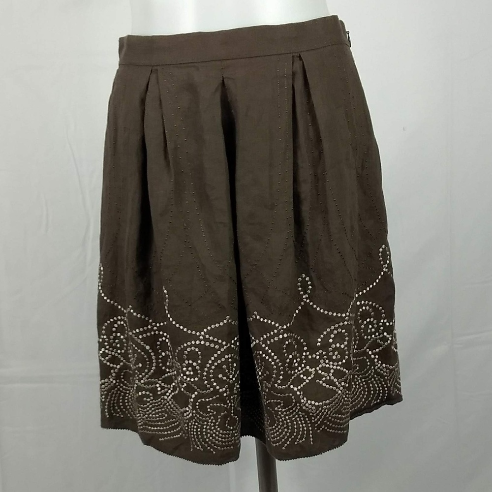 Elie Tahari Size 2 Brown Linen Skirt - Picture 6 of 7